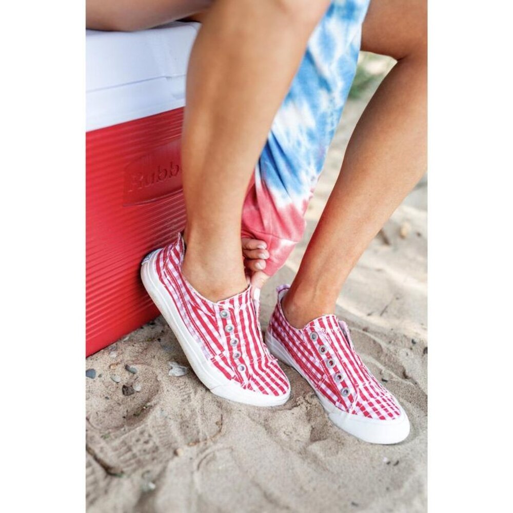 Blowfish Malibu Play Slip-On Sneakers in Red & White Gingham